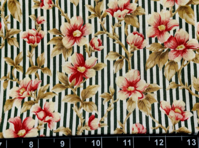 Tina Scrap 9''x21'' Garden Oriental Imperial Stripe Flower Floral Cotton Fabric