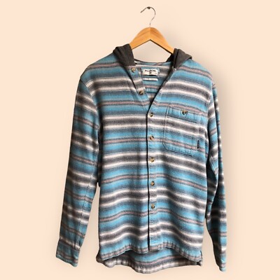 Billabong Baja Hooded Flannel Shirt Button Down Cozy Shacket
