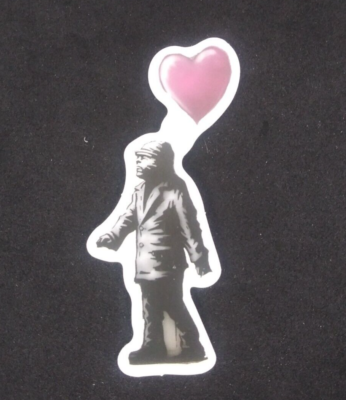 バンクシー「ハート男」 Man With A Red Heart Balloon Banksy Style Graffiti Art Sticker