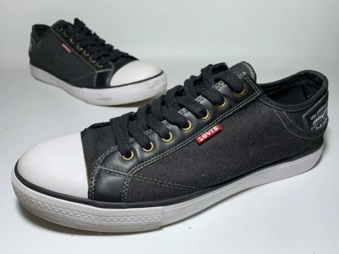 USED LEVI'S Men's Stan Buck C Sneaker Shoes ~ Black Denim ~ Size 10