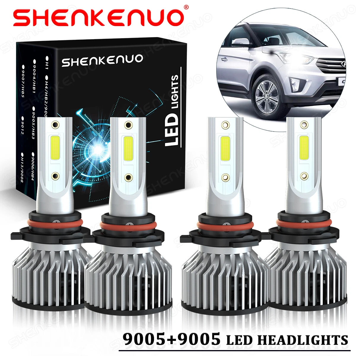 For Chevy Malibu 2016 2017 2018 White LED Headlight Bulb High Low Beam 9005+9005
