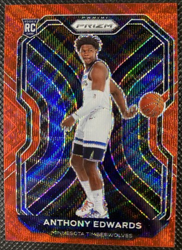 2020-21 Panini Prizm Anthony Edwards Ruby Red Wave Rookie Prizm #258 Minnesota