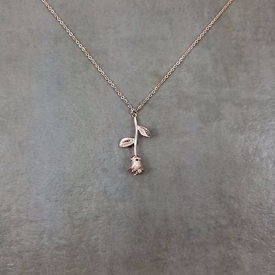 Rose Flower ROSE Plated Necklace in Gift Box Floral Garden Bouquet Prom Dance 