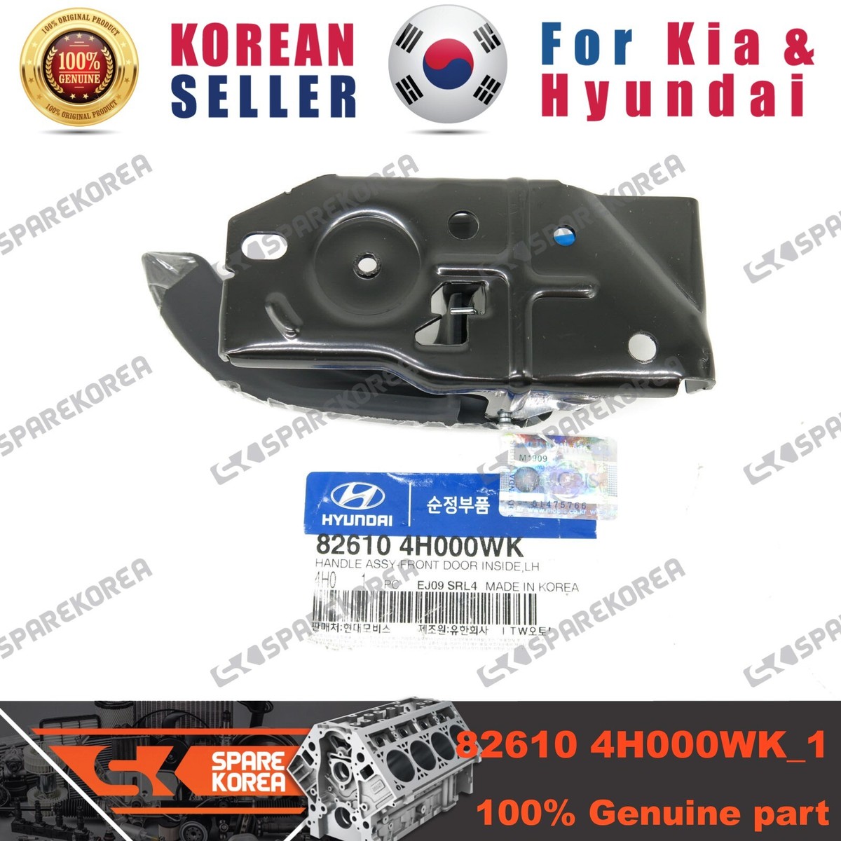 Genuine/OEM 826104H000WK HANDLE-FRT DOOR INSIDE,LH for Hyundai