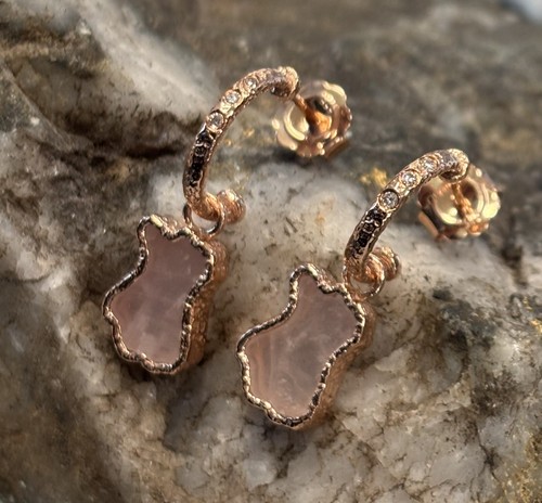 Pendientes Clogau galeses de oro rosa de 9 quilates persia morganita raros - Imagen 3 de 8