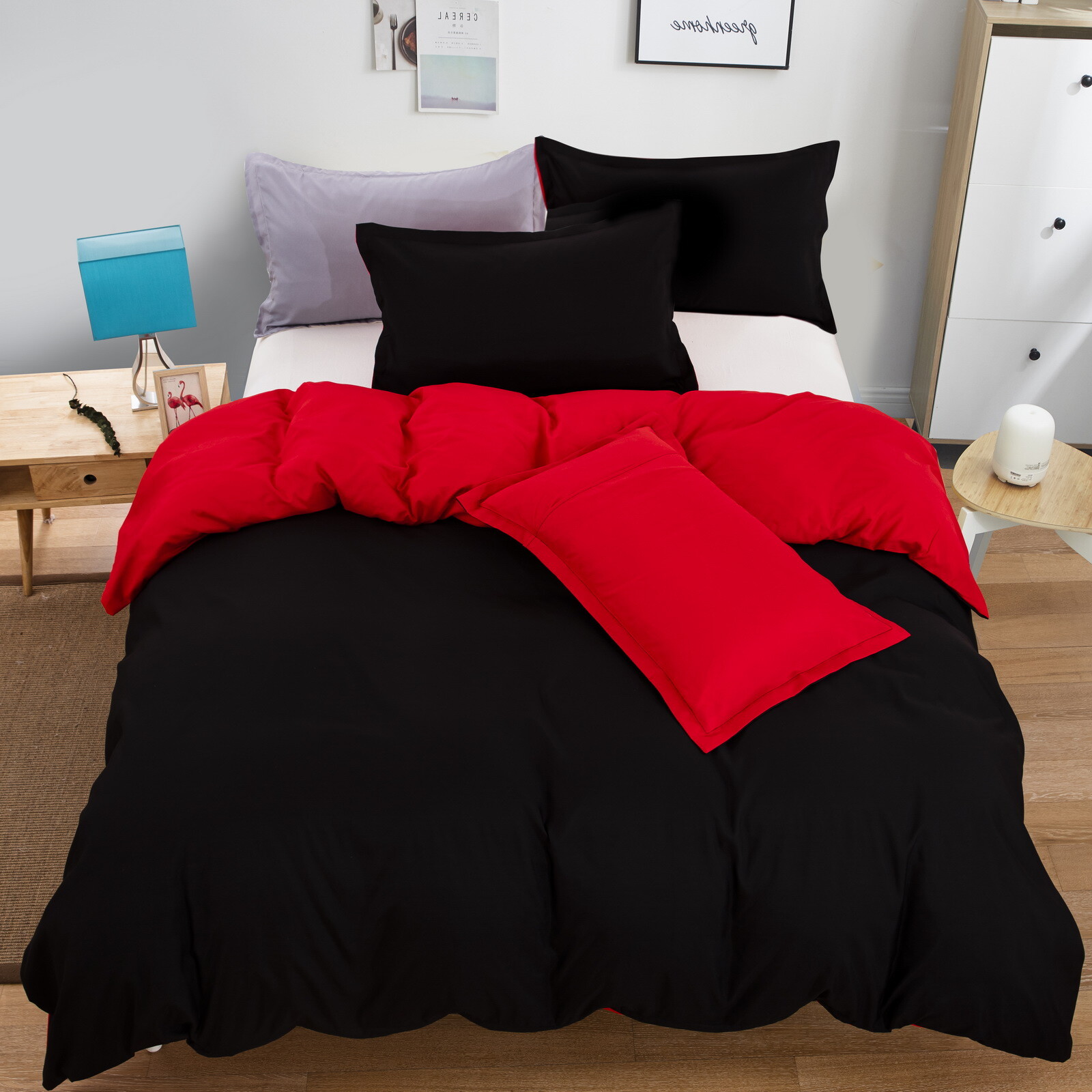 Solid Soft Doona Duvet Quilt Cover Bed Set Double Queen King Size