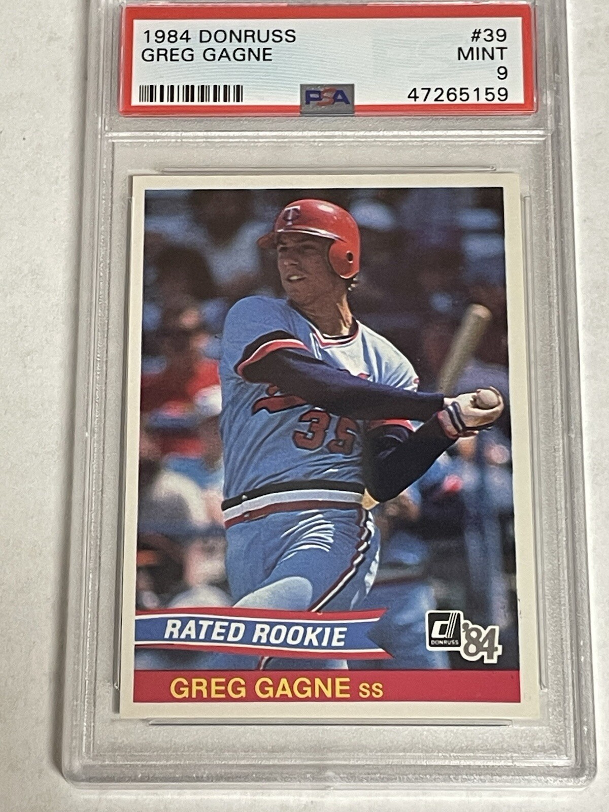 1984 DONRUSS #39 GREG GAGNE RC RATED ROOKIE TWINS PSA 9 B4128512-350