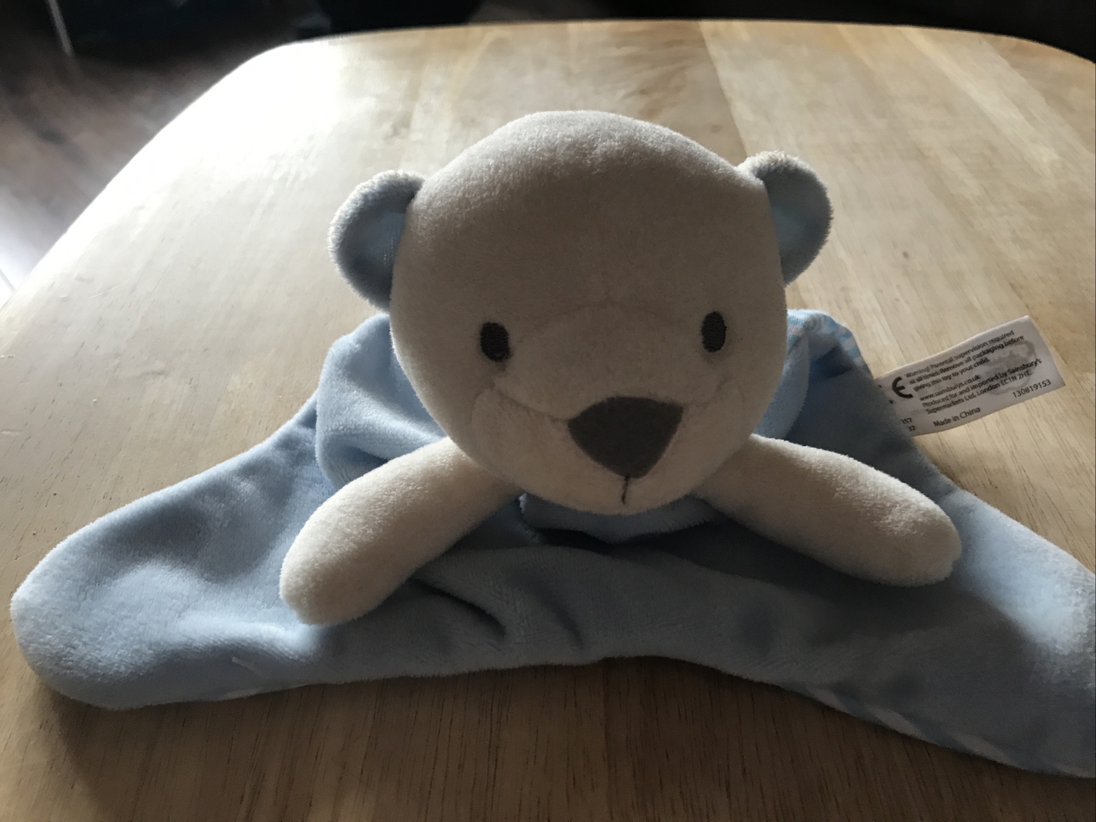 Grow & Play Sainsburys Teddy Bear Blue Stripe Comforter Comfort Blanket