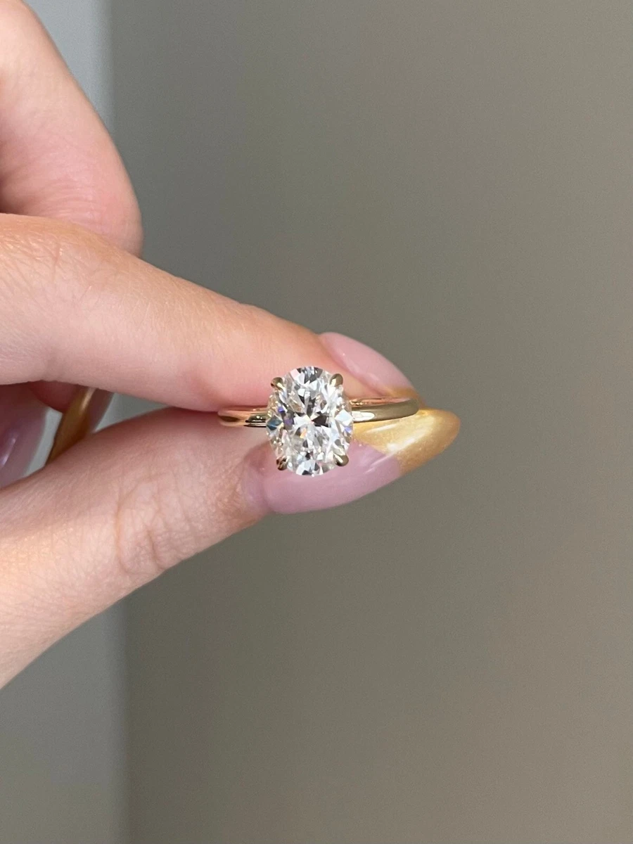 Low profile oval engagement ring sale