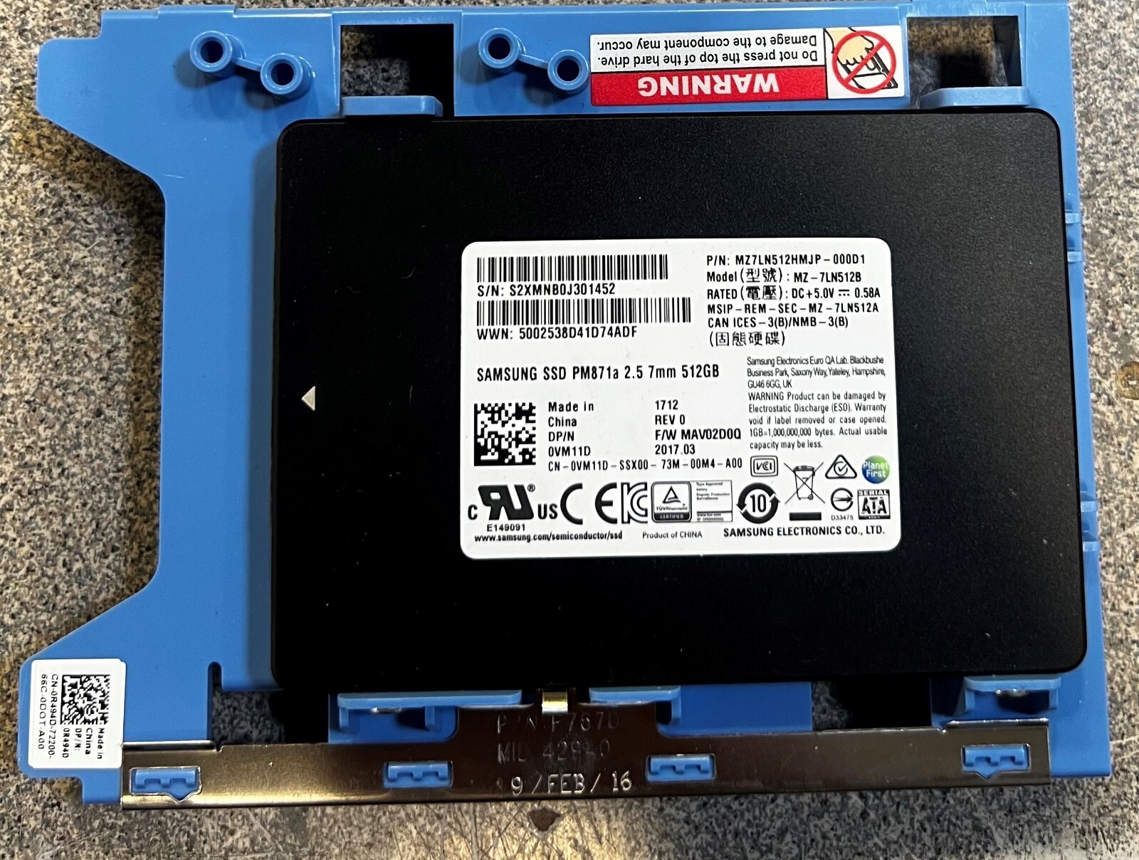Mz7kh512hajq Samsung 860 PRO 512GB 6G SATA SSD MZ-76P512 MZ7KH512HAJQ