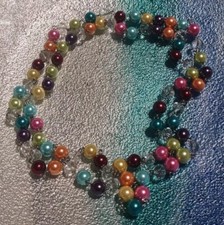 Multicolor Synthetic Pearl beaded necklace 51 " colorful fun