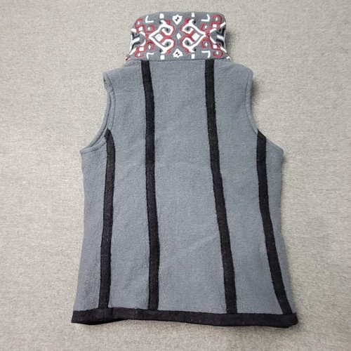 Isländisches Design Damen 100 % Wolle Weste klein grau schwarz Streifen Reißverschluss vorne Strick - Bild 2 von 9