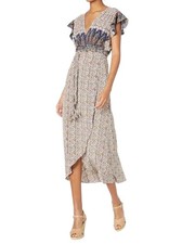 Misa Los Angeles Carolina Wrap Dress Floral and Paisley Print Size S