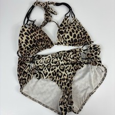 Victoria's Secret Leopard Print Bikini Womens M Strappy Classic Beach Vacation