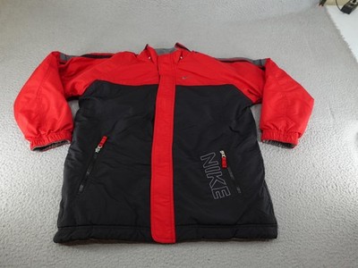 Vintage Nike Jacket Mens Boys Black Large Reversible Fleece Full Zip Youth Y2K