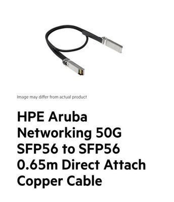 HPE R0M46A Aruba 50G SFP56 to SFP56 0.65m Direct Attach Copper Cable SEALD