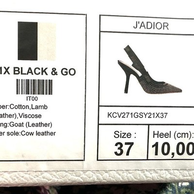 DIOR J'ADIOR Studded Slingback Sandals Pumps Heels Shoes Black