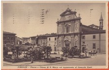 1933 FLORENCE - SQUARE AND CHURCH S. GARDENS AND ANIMATED MONUMENT FRAME WITH CARRIAGES