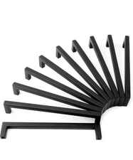 KOOFIZO Solid Square Bar Cabinet Handle - Black Furniture Pull, 6.3 Inch/160mm