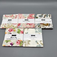 Lot Of 5 Moda Fabric 5” Squares 42pcs In Each Bundle Spring Flowers