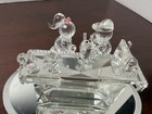 Crystal Or Glass Signed Figurine Soda Bar W/ Two Children Sitting Sharing Soda — photo 2