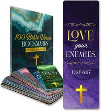Decorably 100 Pack 2X6In Gold Foil Bible Bookmark with Religious Verses Set - 50