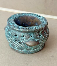 VINTAGE Heavy African Bronze Armlet/Cuff -Ornate Relief & Openwork (Benin Style)