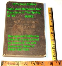 RARE 1873 1st Ed. "Men And Memories San Fran. In The Spring Of '50 (1850)/NICE!