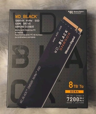 Western Digital WD_BLACK SN850X 8TB NVMe PCIe Gen4 M.2 2280 SSD 7200MB/s- READ