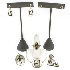 Southwest signierter Sterling Overlay Ohrring Ring Anhänger Pin Menge 6 #S5807-3