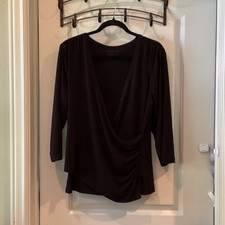 Coldwater Creek Womens Black Draped Wrap V-Ne...