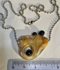 Handmade free style glass pendant on 18 inches long silvery ball  chain. new. — photo 1