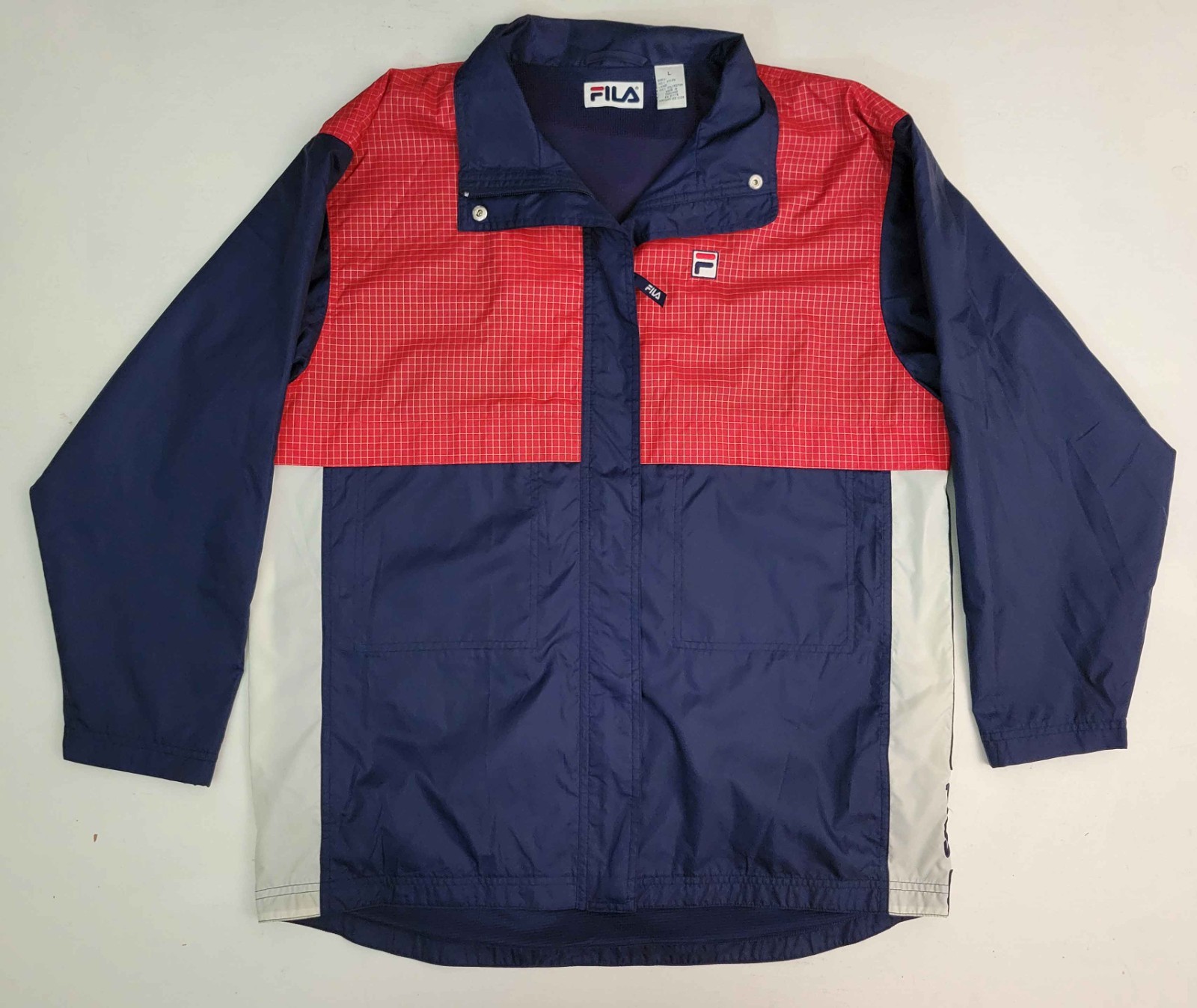 Giacca a vento vintage anni 90 Y2K Fila nylon pista palestra calcio retrò adulto L
