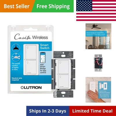 Caseta  Smart Light Switch Smart Hub Required, for Home, LED Lights, and Fans...