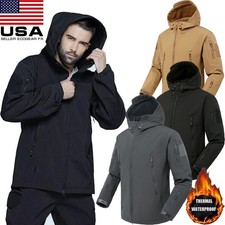 Mens Full Zip Jacket Hooded Water Warm Work Coat Casual Athletic Outerwear Coat