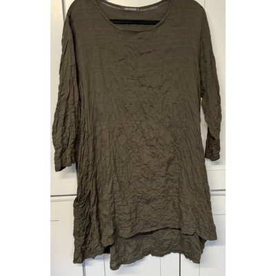 Cut Loose Tunic Top Womens Large Lagenlook Long A Line Minimalist Neutral Boho
