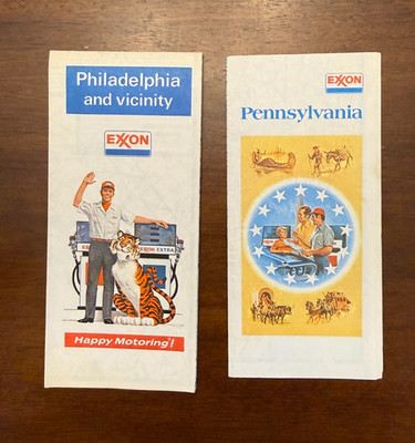 Vintage Exxon Road Maps - Philadelphia  and Vicinity and Pennsylvania