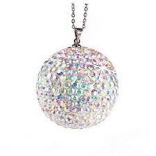 New Bling Decor Crystal Ball Car Rear View Mirror Charm,Crystal Rhinestone Ab