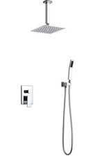 Shower Faucet Set w/Mixer Valve Rainfall Shower Head Combo System Ceiling Mount
