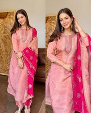 WOMEN EMBROIDERED WORK KURTI WITH PANT WITH DUPATTA FOR PARTY WEAR OFFICE