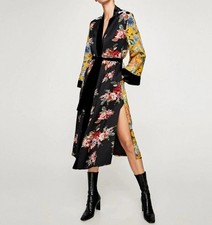 Giacca kimono ZARA Riverdale floreale patchwork velluto cintura seta taglia M