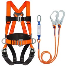 DIJJIG Safety Harness Fall Protection Kit Full Body Roofing Harnesses Orange 