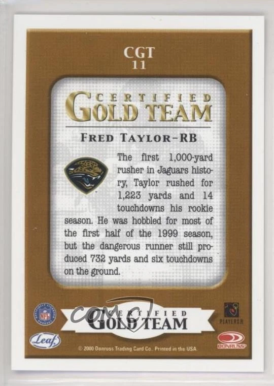 2000 Leaf Certified Gold Team Fred Taylor #CGT11 - Image 2 of 2