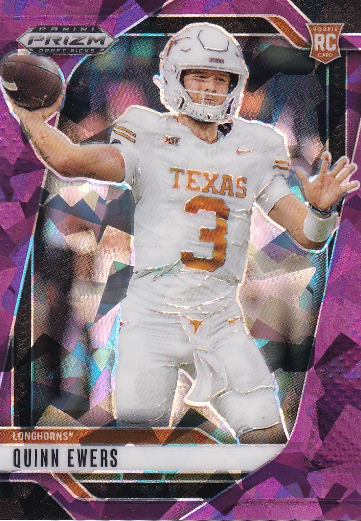 2025 Prizm Draft Picks Quinn Ewers RC 070/199 Purple Cracked Ice #126 Texas PWE