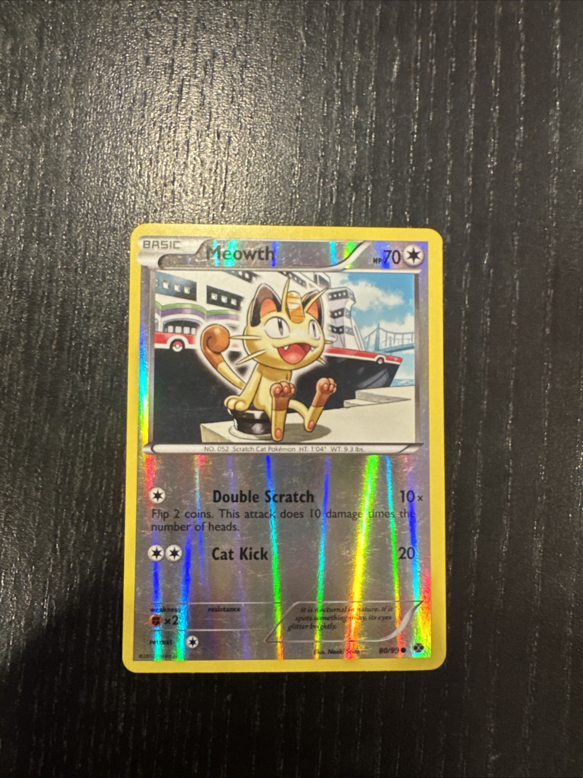 Pokemon TCG - Meowth - 80/99 - Next Destinies - LP Mirror Reverse Holo (2012)