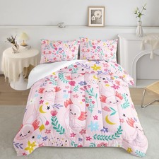 Cartoon Axolotl Kids Comforter Set,Colorful Flowers Print Bedding Sets, Cute ...