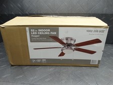 Hampton Bay 52in Hugger LED Indoor Ceiling Fan Light Brushed Nickel 1002269802
