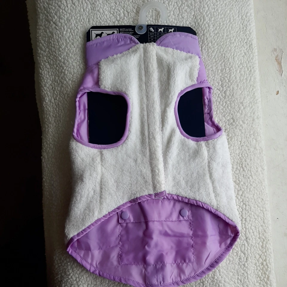 Nautica Pet Extra Large Reversible Lavenver and Cream Lined Sherpa Dog Jacket - Image 2 of 4