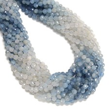 Gradient Natural Aquamarine Faceted Round Beads Size 5mm 15.5'' Strand