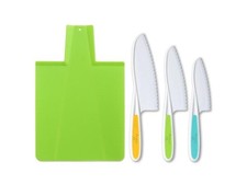 Tovla Jr. Kids Kitchen Knife and Foldable Cutting Board Set: Children's Cooking